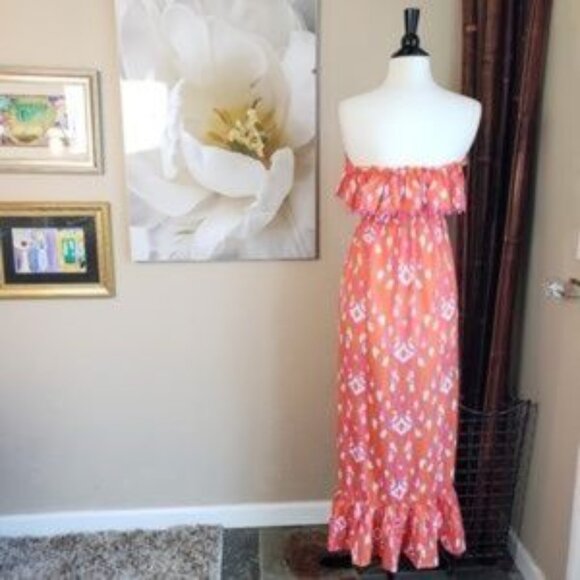 NWT Mud Pie ~ Orange Graphic Maxi Dress ~ Size S - Picture 5 of 5